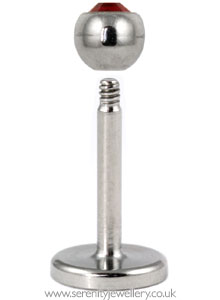 Jewelled titanium labret - 1mm gauge