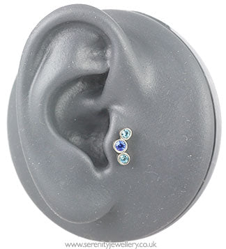 Three crystal cartilage earring