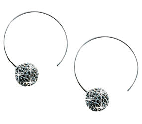 Blomdahl titanium half ring crystal ball earrings
