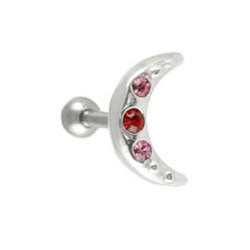 Crescent crystal cartilage earring