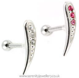 Three crystal curve cartilage earring