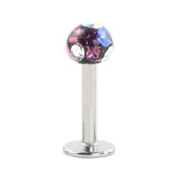 Surgical steel disco crystal ball labret