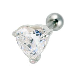 Heart crystal cartilage earring