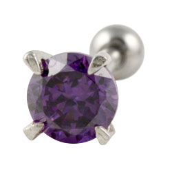 Prong-set round crystal cartilage earring