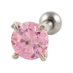Prong-set round crystal cartilage earring
