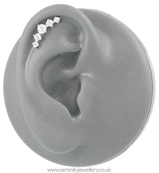 Prong-set five crystal cartilage earring