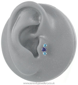 Prong-set three crystal cartilage earring