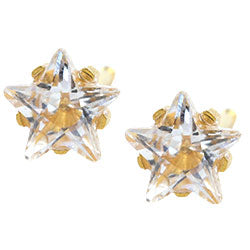Caflon gold plated steel CZ star earrings