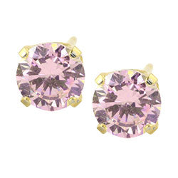Caflon gold plated steel pink CZ earrings