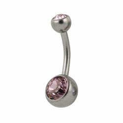 Double jewelled titanium belly bar