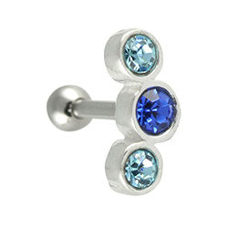 Three crystal cartilage earring