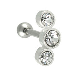 Three crystal cartilage earring