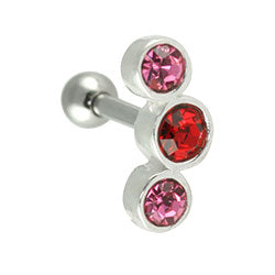 Three crystal cartilage earring