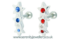 Three stars crystal cartilage earring