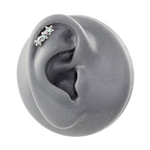 Three stars crystal cartilage earring