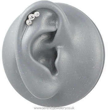 Three crystal cartilage earring