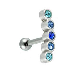 Five crystal cartilage earring