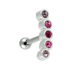 Five crystal cartilage earring