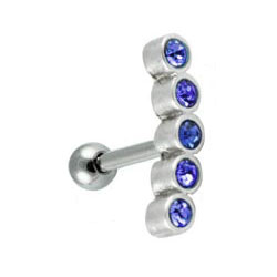 Five crystal cartilage earring