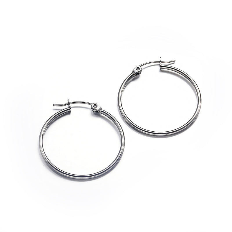 Unique Cool Mens Stainless Steel Hoop Piercing Ear Earring Studs Silver  Color | Fruugo UK