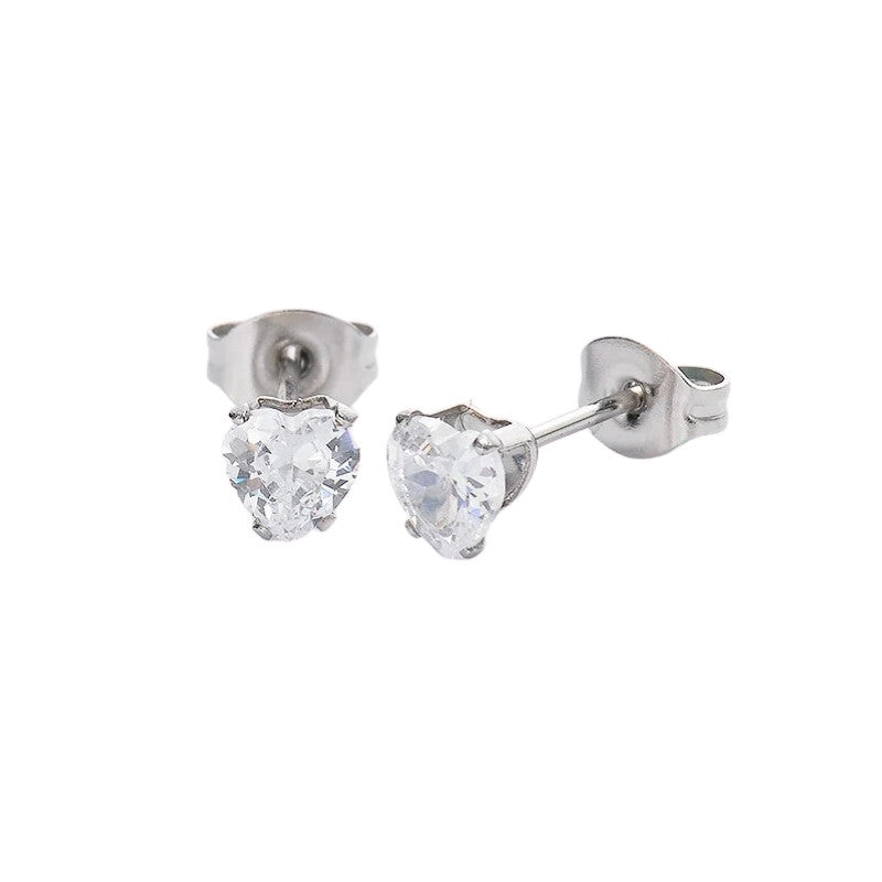 Stainless Steel CZ Love Heart Stud Earrings – Serenity Jewellery UK