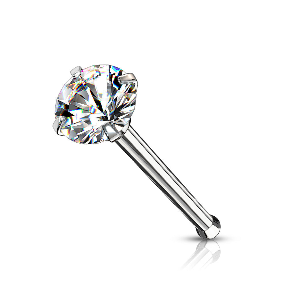 3mm Prong Set Round CZ Hypoallergenic Nose Bone Stud