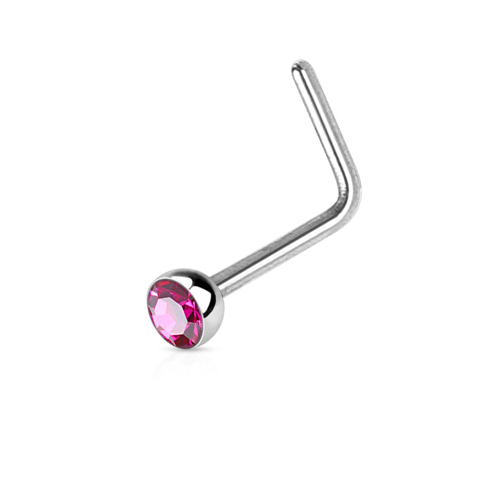 CZ L Bend Hypoallergenic Nose Stud