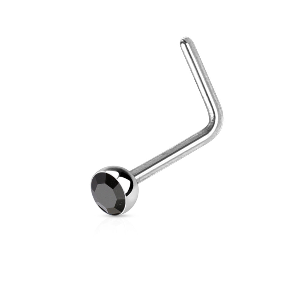 CZ L Bend Hypoallergenic Nose Stud