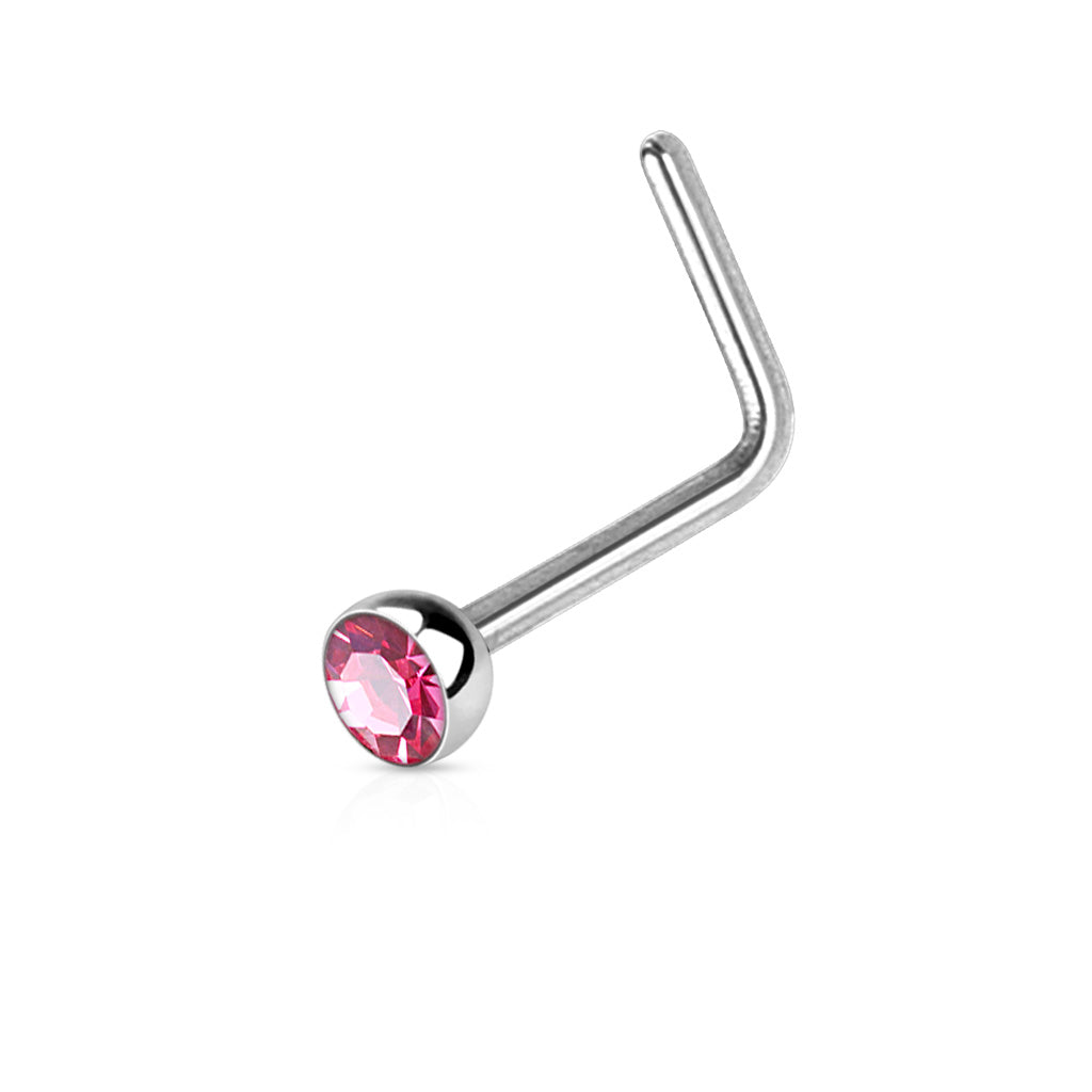 CZ L Bend Hypoallergenic Nose Stud