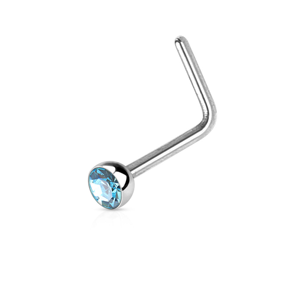 CZ L Bend Hypoallergenic Nose Stud