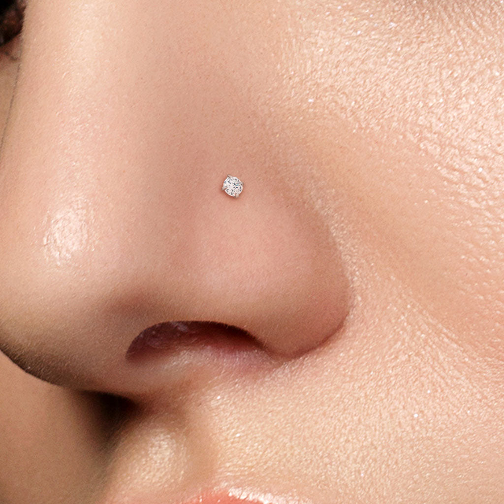 Threaded Nose Set Stainless Steel Prong Set Round CZ Nose Screw – Serenity Jewellery UK