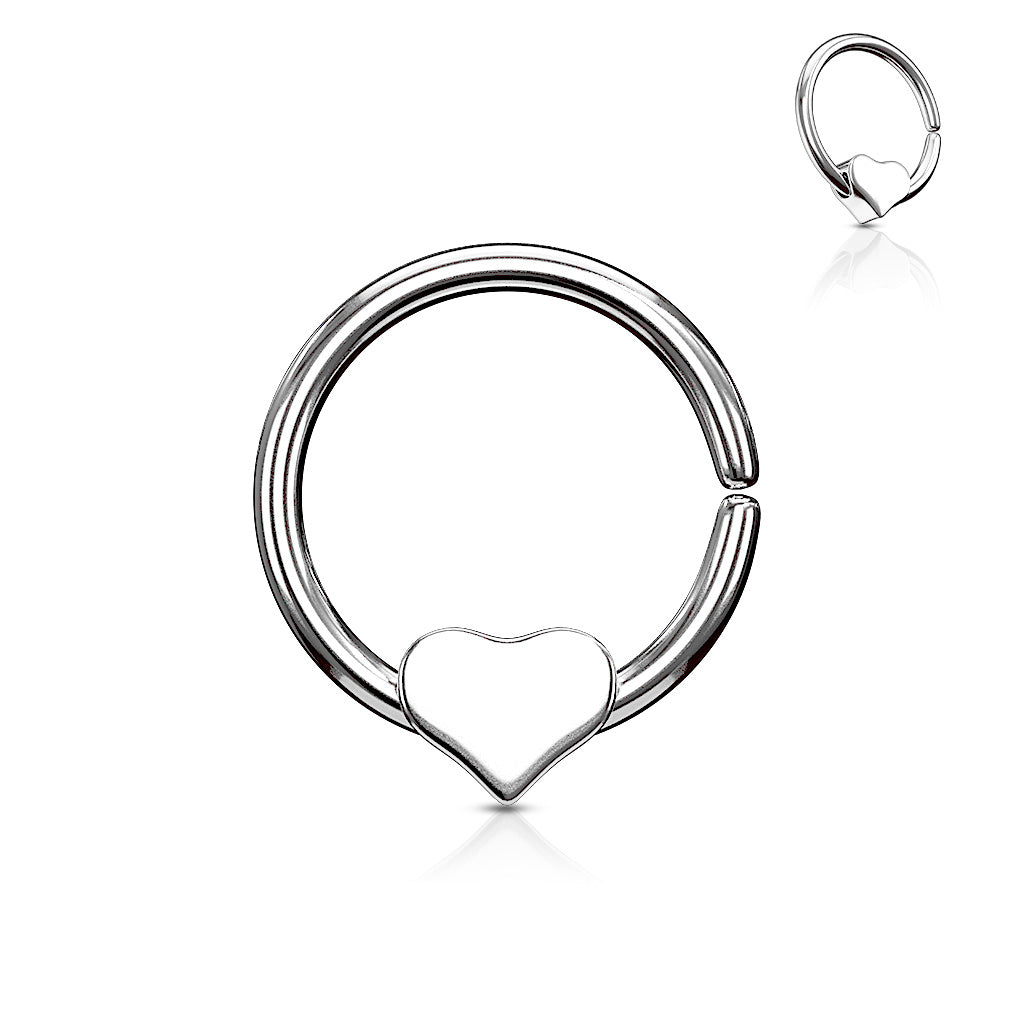 Single Cartilage Bendable Hypoallergenic Hoop w/ Removable Heart