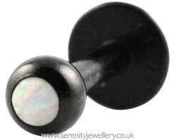 Black PVD steel opal labret