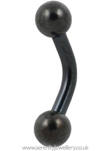 Black PVD titanium internally threaded curved barbell