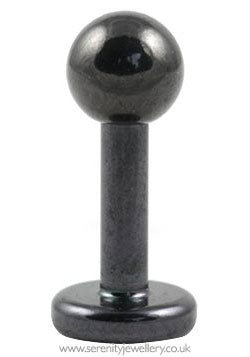 Black PVD titanium labret - 1.6mm gauge