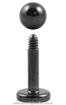Black PVD titanium labret - 1.6mm gauge