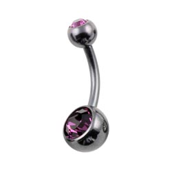 Black PVD titanium double jewelled belly bar