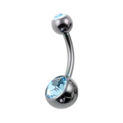 Black PVD titanium double jewelled belly bar