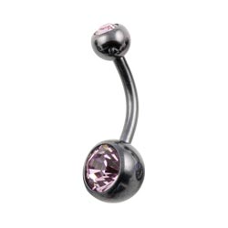 Black PVD titanium double jewelled belly bar