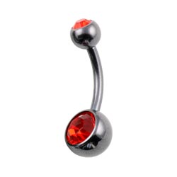 Black PVD titanium double jewelled belly bar