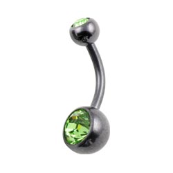 Black PVD titanium double jewelled belly bar