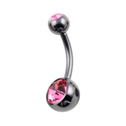 Black PVD titanium double jewelled belly bar