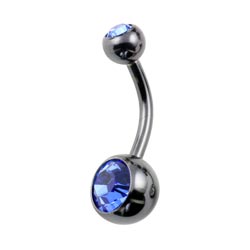 Black PVD titanium double jewelled belly bar