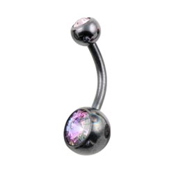 Black PVD titanium double jewelled belly bar