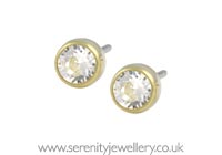 Blomdahl golden titanium crystal earrings