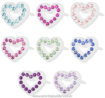 Blomdahl medical plastic brilliance heart earrings