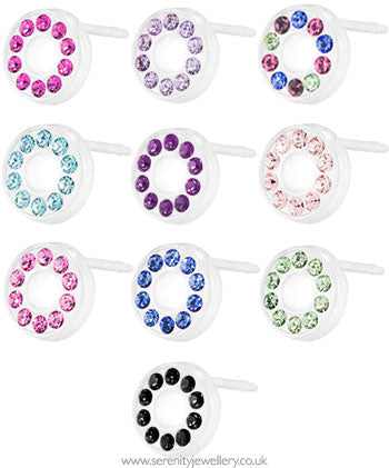 Blomdahl medical plastic brilliance puck earrings