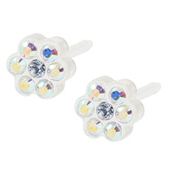 Blomdahl medical plastic daisy earrings