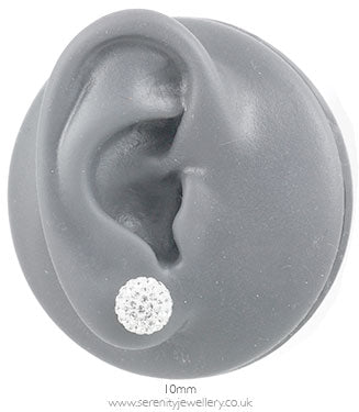 Hypoallergenic Blomdahl titanium crystal ball stud earrings