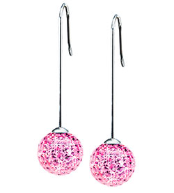 Blomdahl titanium straight pendant crystal ball earrings